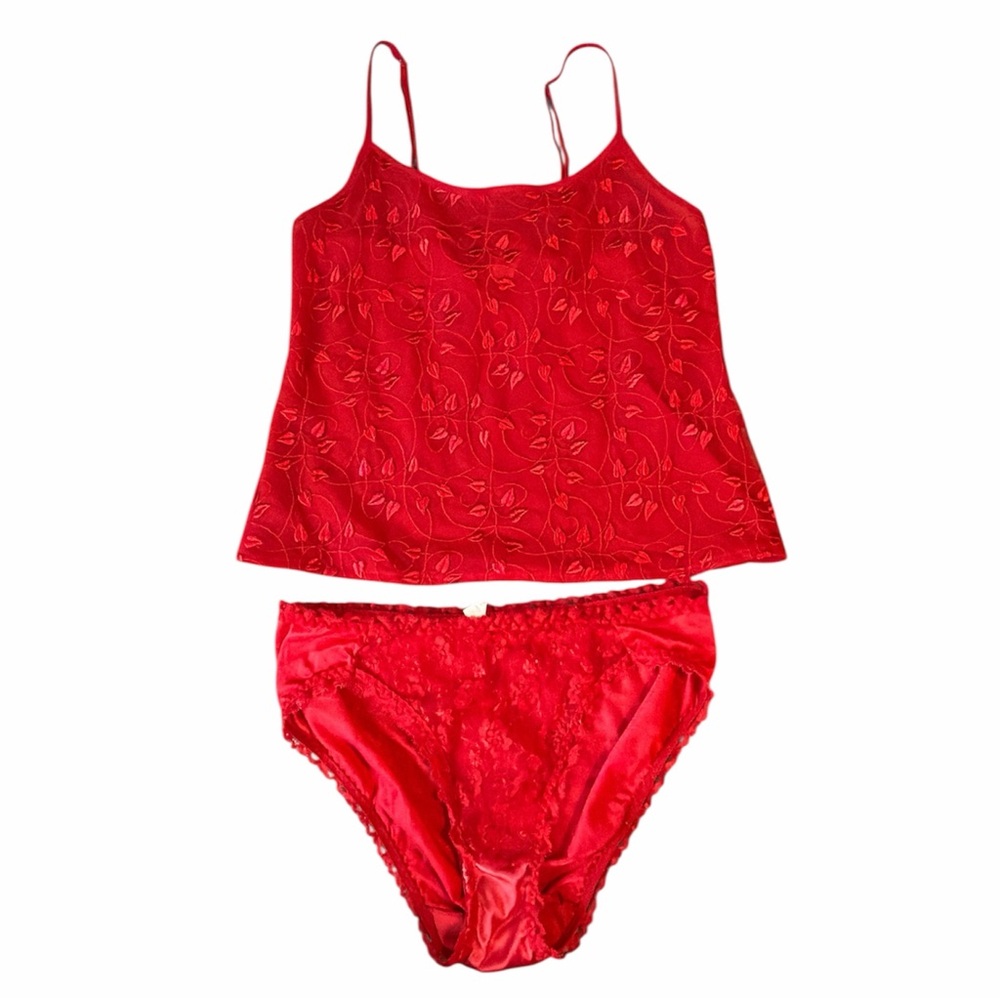 Vintage Red Lingerie cami and panties set